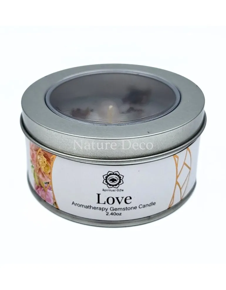 Aromatherapie edelsteen kaars Love Rose