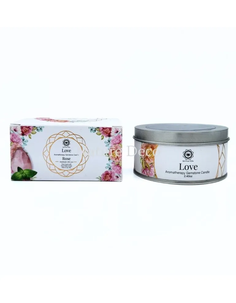 Aromatherapie edelsteen kaars Love Rose