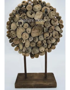 Drijfhout decoratie cirkel op voet 45cm