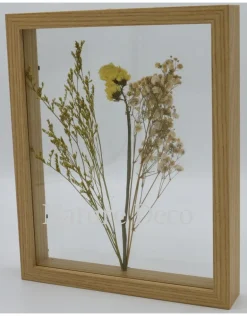 Dubbelglas lijst droogbloemen 27x22cm "geel"
