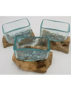 Glas op hout rechthoek Groot