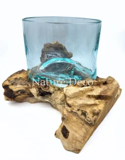Glas op hout organisch 23 x 18 x 15 cm