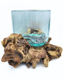 Glas op hout organisch 23 x 18 x 15 cm