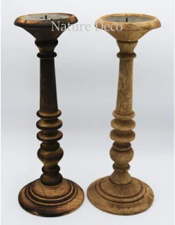 Houten kandelaar groot blanco